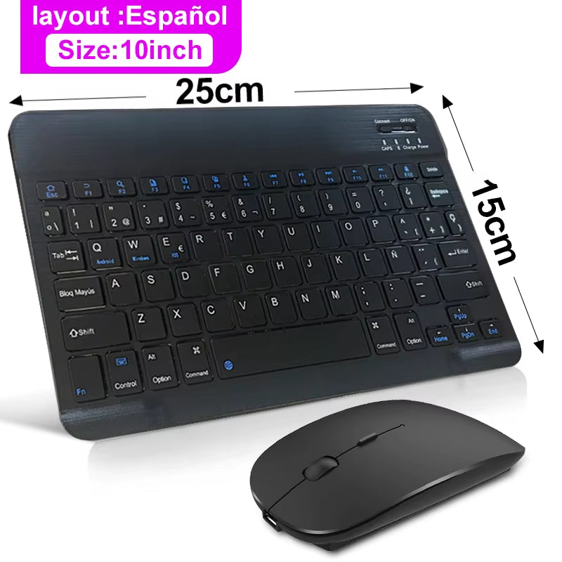 Mini Bluetooth Keyboard Wireless Keyboard Rechargeable for Phone Tablet Russian Spanish Keyboard for Android Ios Windows