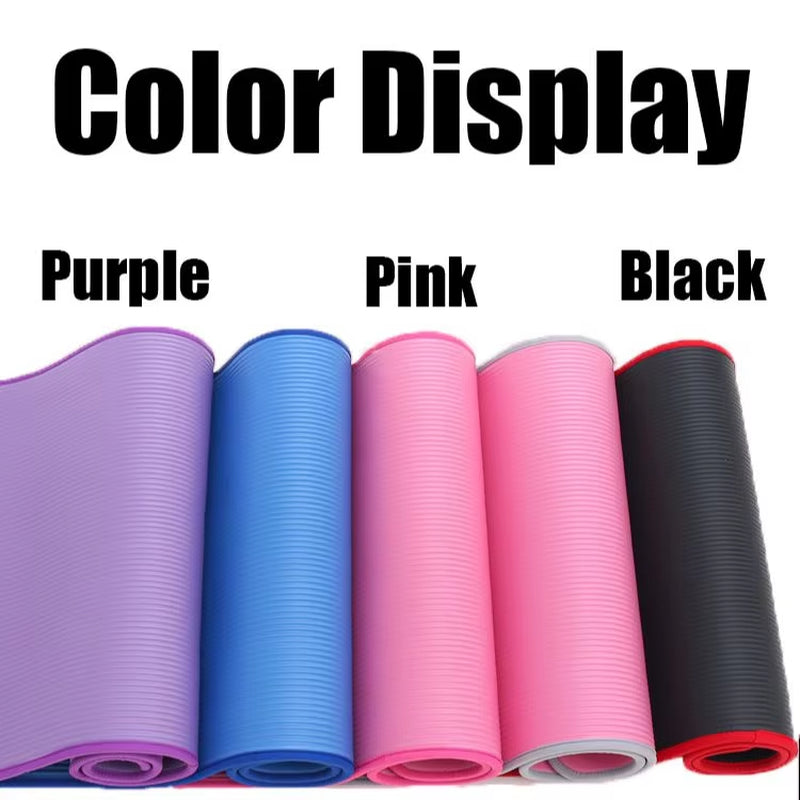 10MM Extra Thick 183Cmx61Cm Yoga Mats NRB Non-Slip Exercise Mat Fitness Tasteless Pilates Workout Gym Mats with Bandage