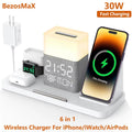 2025 Bezosmax 7 in 1 Wireless Charging Station with Dual Iphone Fast Charger Support Bluetooth/Timesync 30W Fast Adapter For