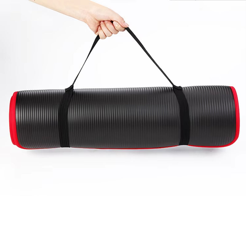 10MM Extra Thick 183Cmx61Cm Yoga Mats NRB Non-Slip Exercise Mat Fitness Tasteless Pilates Workout Gym Mats with Bandage