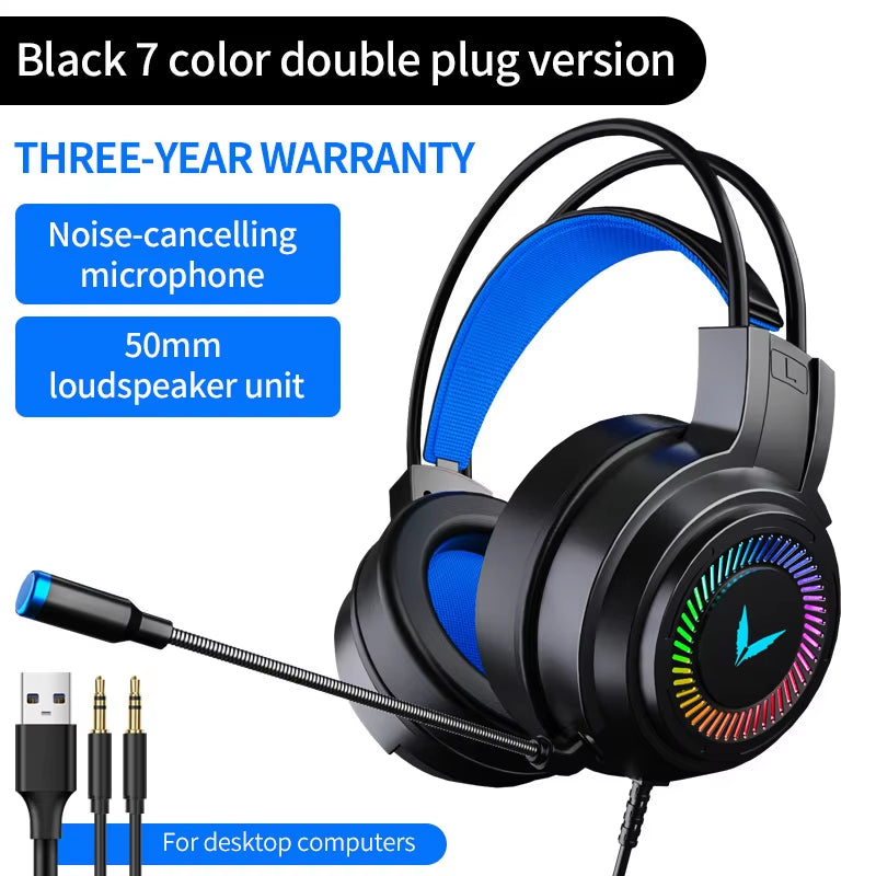 G58 G60 Gaming Headset 7.1 Stereo Svirtual Surround Bass Earphone Headphone with Mic LED Light for Computer PC Gamer Foldable