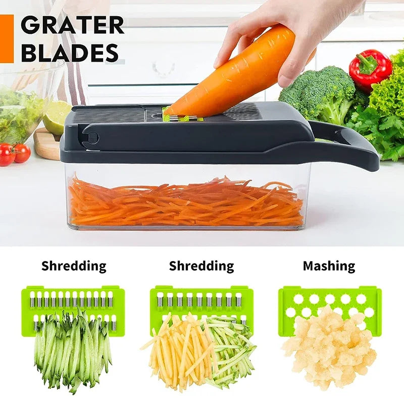 16 in 1 Multifunctional Vegetable Chopper Onion Chopper Handle Food Grate Food Chopper Kitchen Tools Vegetable Slicer Dicer Cut