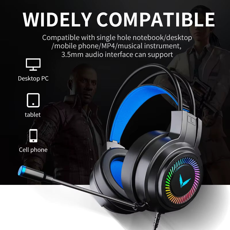 G58 G60 Gaming Headset 7.1 Stereo Svirtual Surround Bass Earphone Headphone with Mic LED Light for Computer PC Gamer Foldable